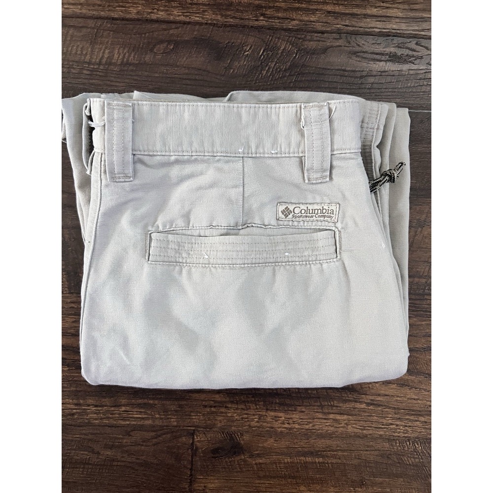 VTG COLUMBIA Sportswear Canvas Hiking Outdoor Cargo PANTS SZ 32 Mens Y2K Beige